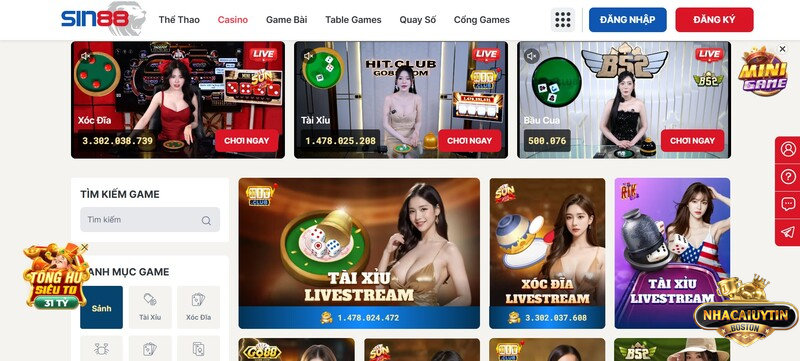 Cá cược Live Casino đáng thử nhất tại Sin88 